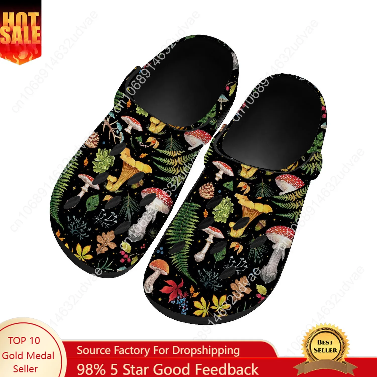 

Mushroom Vintage Water Shoes Mens Womens Comfortable Fashion Home Garden Clogs Customizd Sandals Beach Breathable Hole Slippers