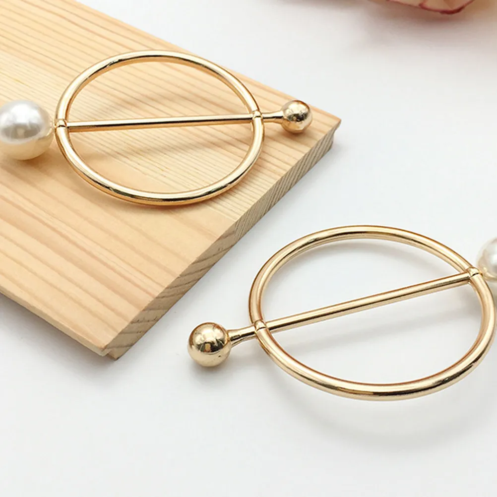 5Pcs Pearl Scarf Buckle Delicate Alloy Brooch Clip Vintage Style Scarf Fasten Clamp Elegant Clothes Decor for Wedding Party