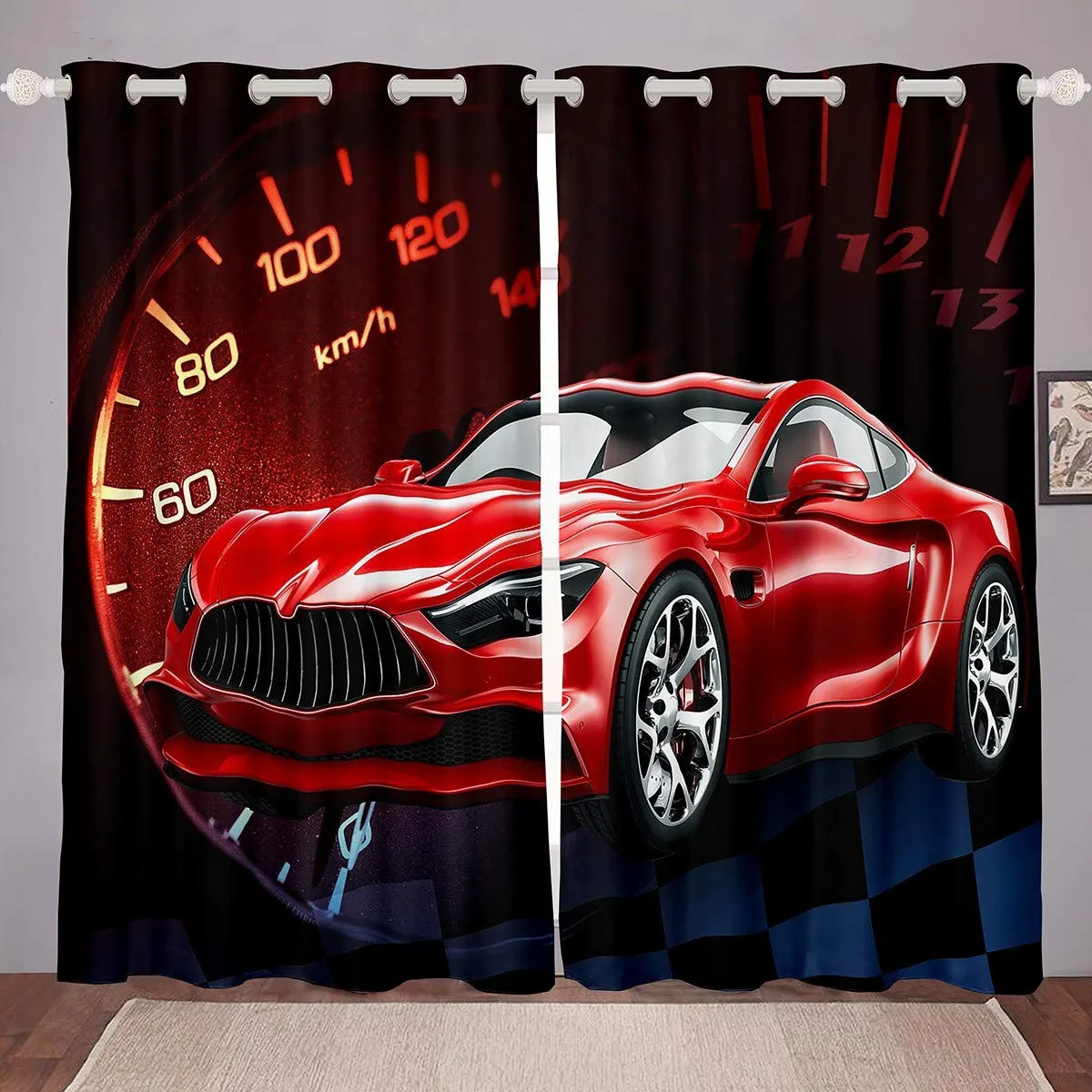 

2 panel Car sports Car Print Curtains for Chidren Boy Bedroom Living Room Floor-to-ceiling Window Kitchen Blinds Cortinas Drape