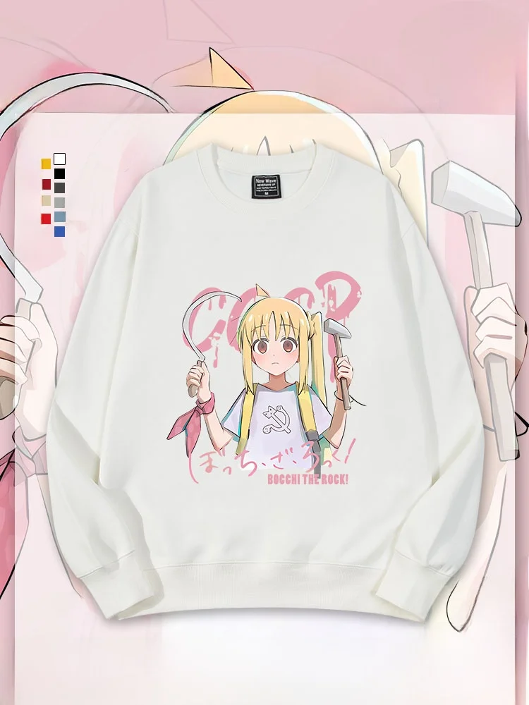 

Collaboration Edition round Neck Sweatshirt Unisex Cotton Polyester Blend Rock Music Anime Print Casual Comfortable Fit