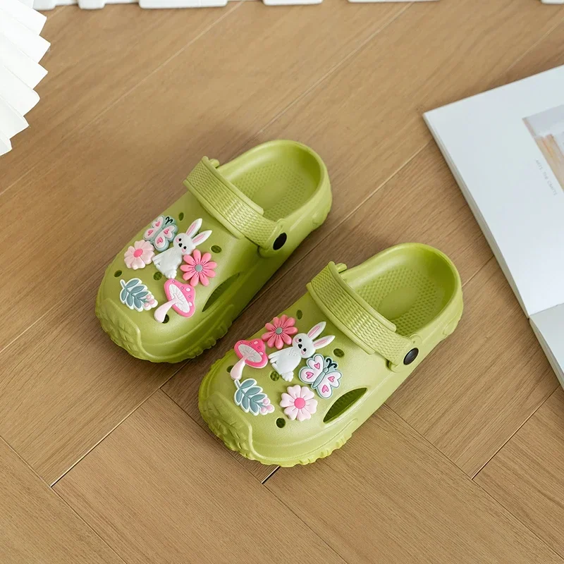 2025 Summer New Children Princess Shoes Versatile for Girls Slippers Korean Style Kids Beach Shoes Soft Bottom Non-slip Cut-outs