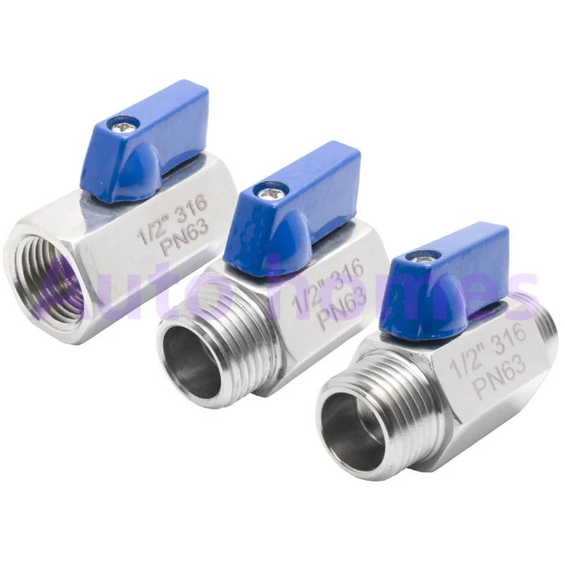 MINI Ball valve Stainless steel 1/8 1/4 3/8 1/2 BSP Female male SS304 316 Brewer Hardware 2 way ball valve