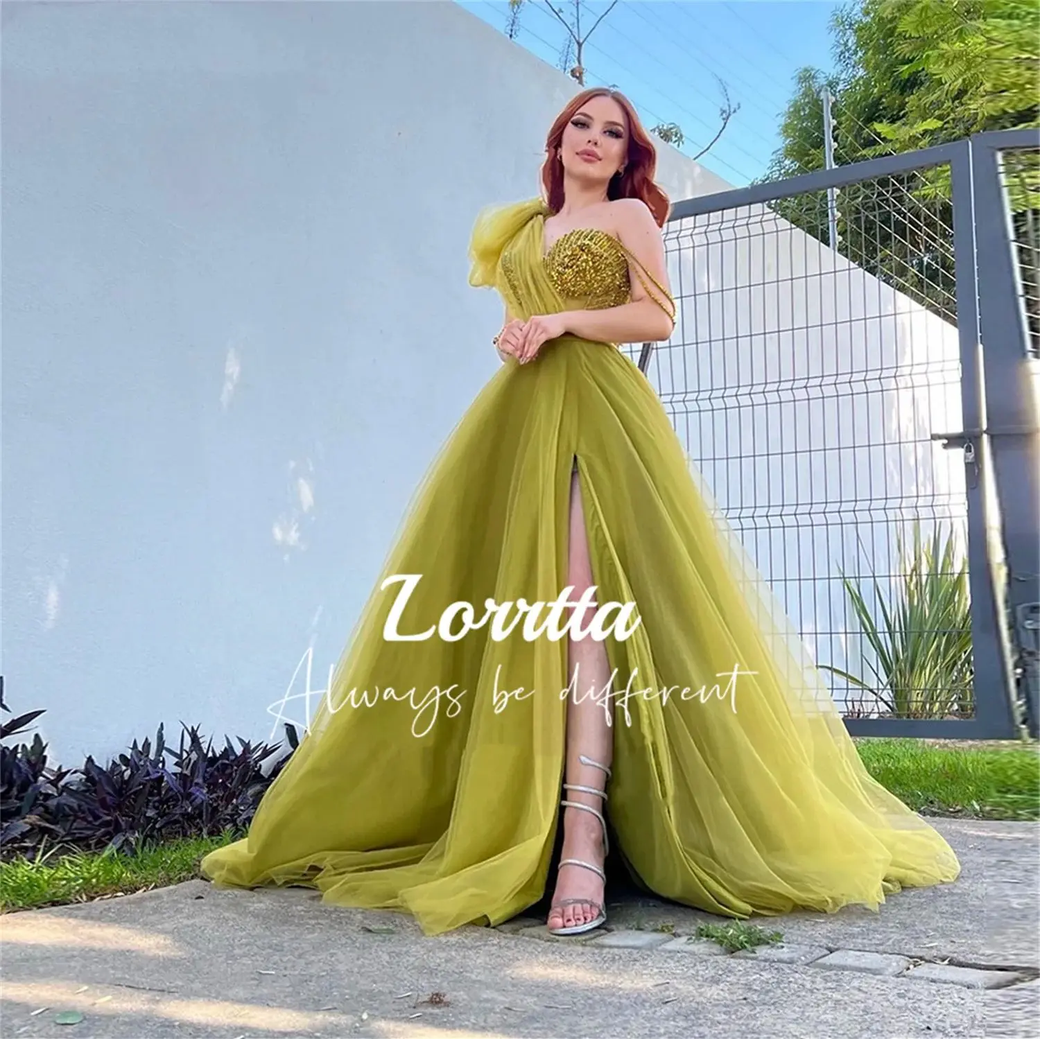 Lorrtta Elegant Long Ball Gown High Side Slit Sequin Glitter Evening Gown Dress Ladies Party Dresses Formal Customized Party