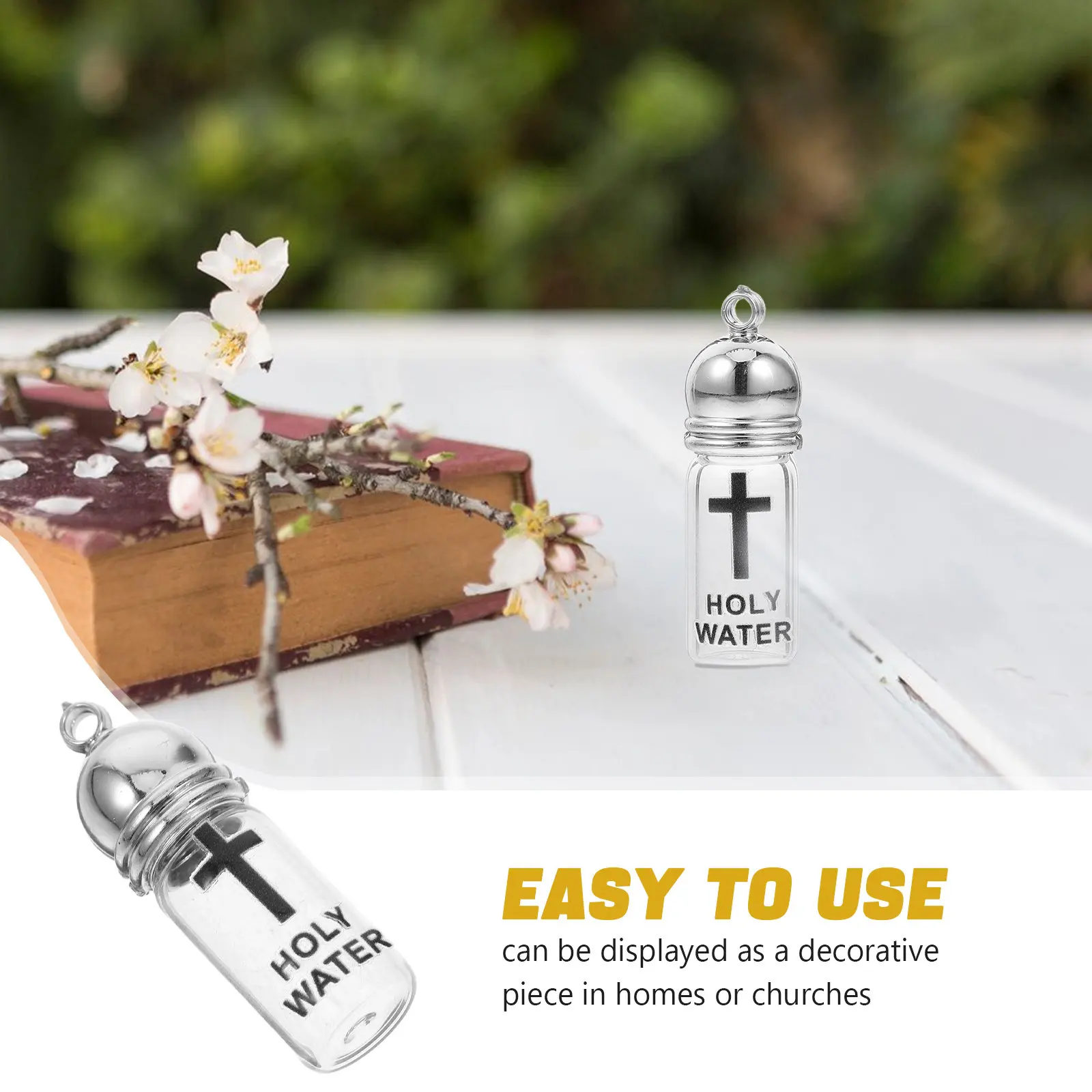 Holy Water Bottle Refillable Glass Cross Bottle Christian Baptism Decoration Church Supply Wedding Easter Decor