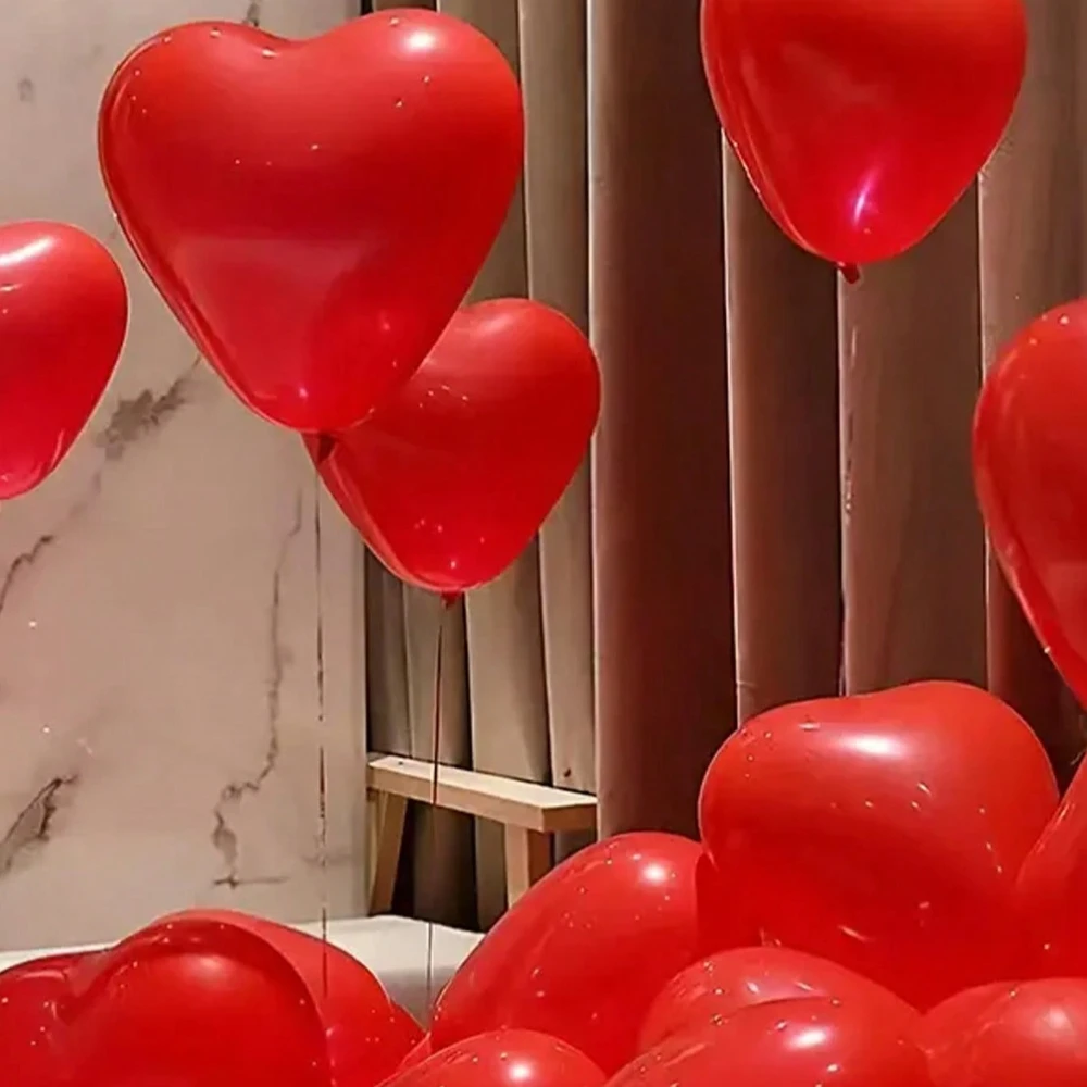 30 Stück weiße, schwarze, rote herzförmige Latexballons für Valentinstag, Geburtstag, Hochzeit, Jahrestag, Themenpartys, Verlobung – Detail 4