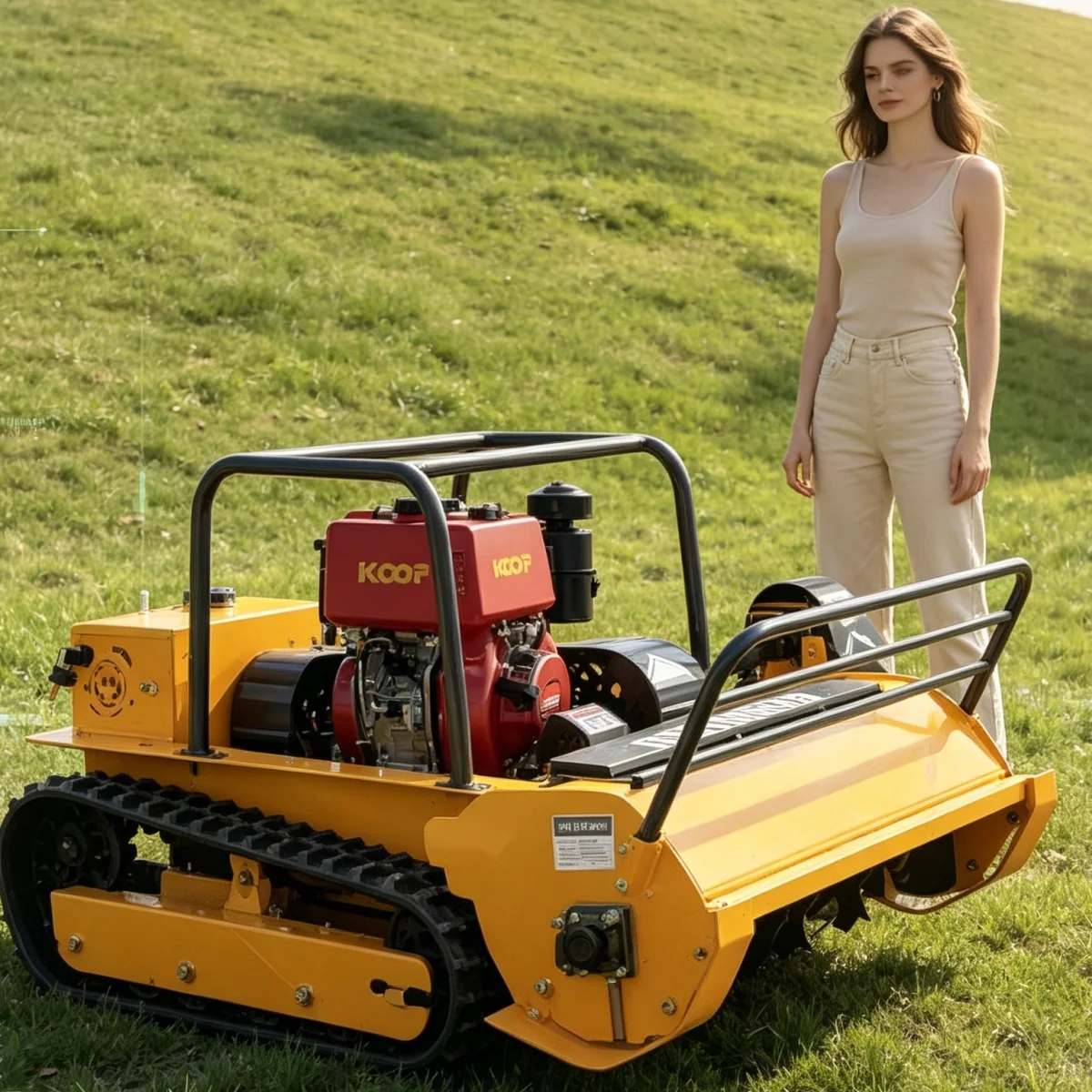 

Customized Crawler Radio Controlled Lawn Mower Remote Control Mower Deep Mud Pass Ability Work On ● remote control lawn mower