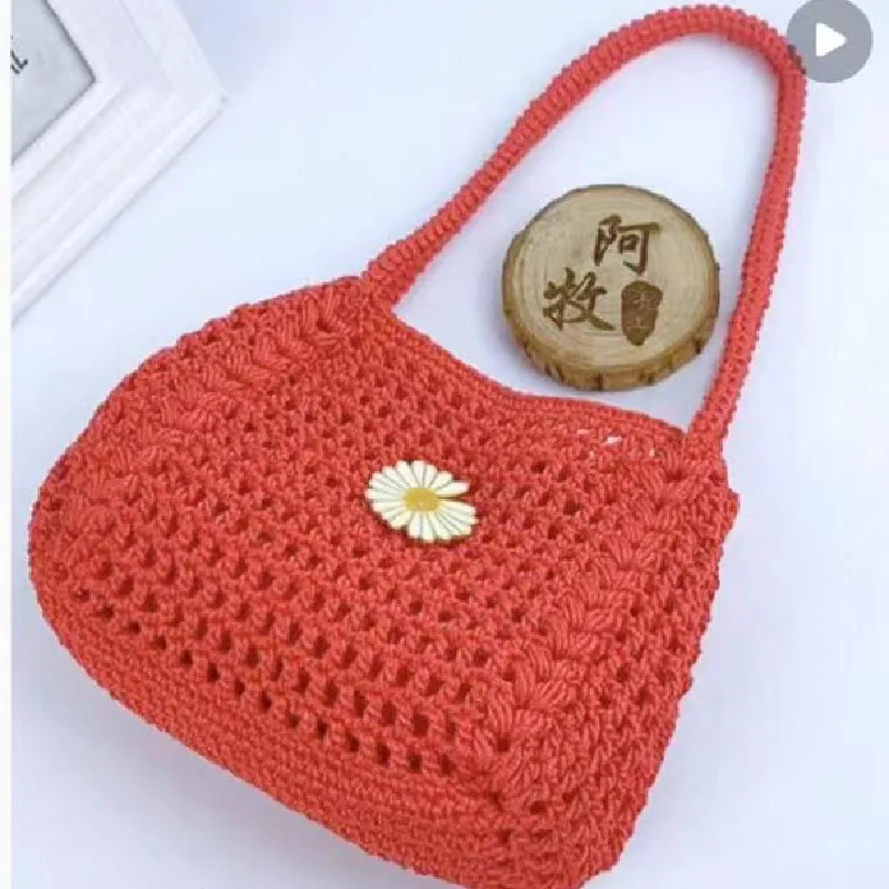 Handmade crochet hollowed out summer women's mobile phone bag, crossbody bag, lightweight, convenient, simple and fashionable