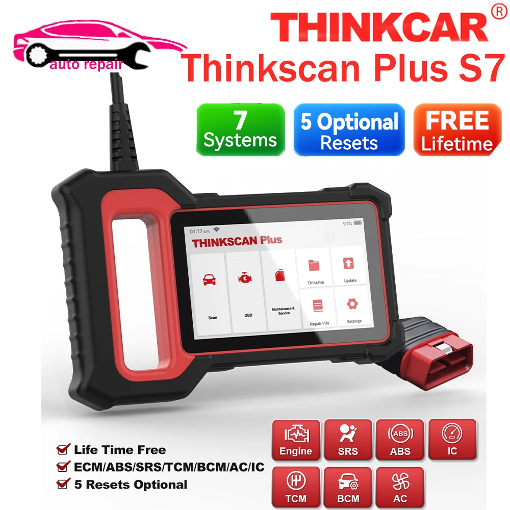 Thinkscan Plus S7 OBD2 Scanner Car Diagnostic Scanner for Engine ABS Transmission AC BCM IC Airbag Code Reader Auto Scan Tools