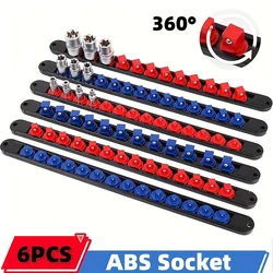 6Pcs 360° Swivel ABS Socket Organizer,Drive Socket Holder,1/4