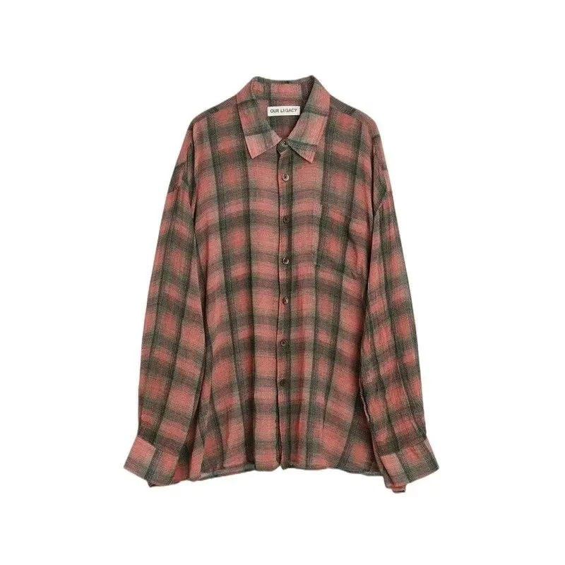 2023 Autumn New Elegant Blouses Casual Women\'s Plaid Shirt Cardigan Buttoned Loose Blouses Commuting Long Sleeve Shirts Women\'s