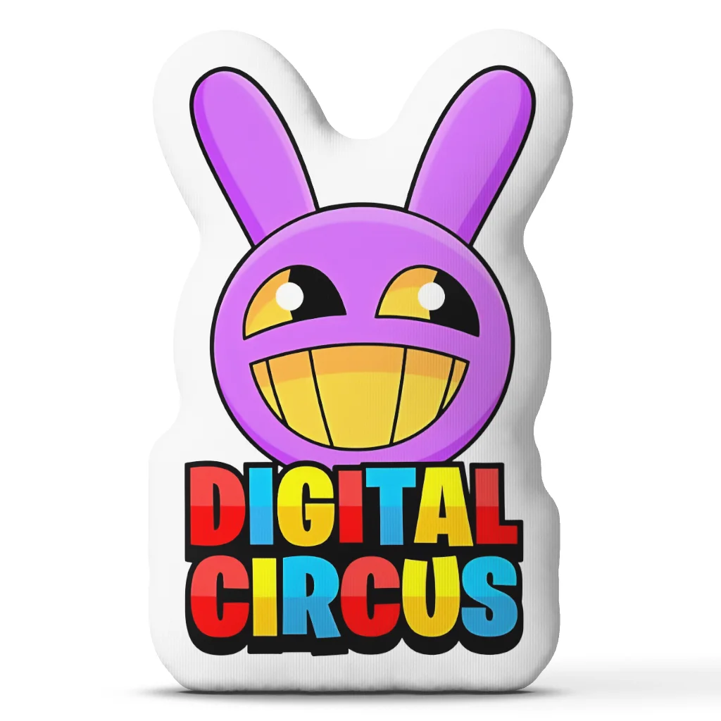 Jax Digital Circus Rabbit Shaped Pillow Purple Bunny Cushion Cartoon Character Throw Pillow for Sofa Home Decor Gift for Fans