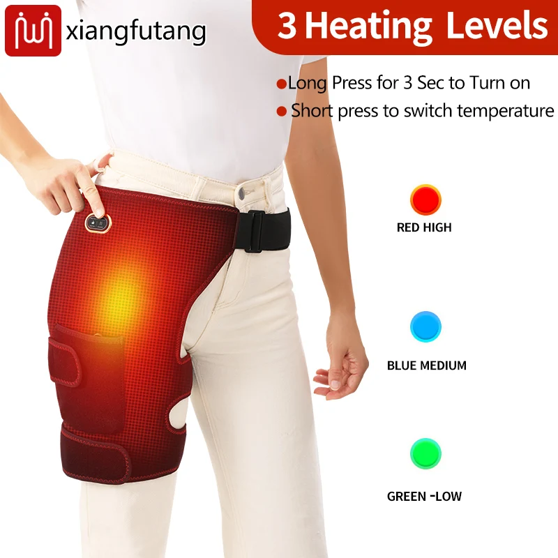 Envoltório de quadril com aquecimento de fibra de carbono com massagem vibratória alivia a rigidez do quadril ajuda a recuperação de tensão esportiva e fornece calor do quadril