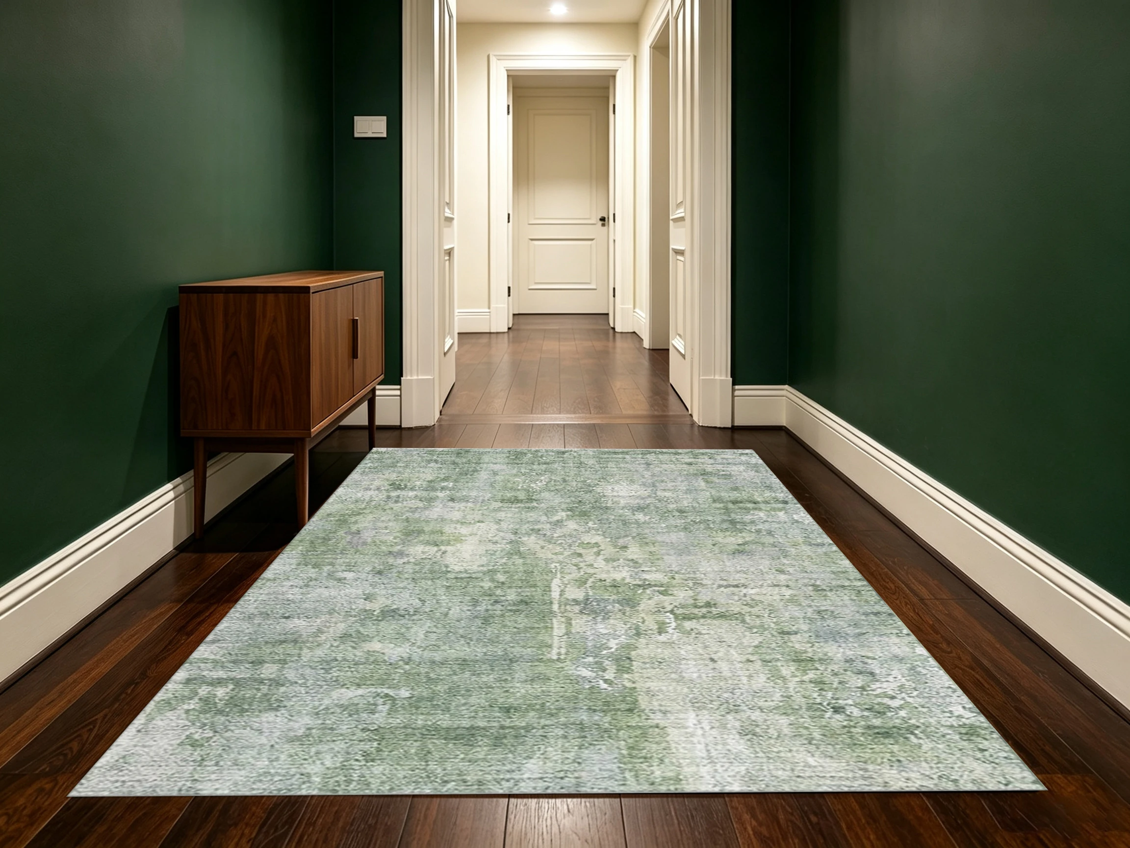 2D Large Carpet Gray Green Mottled Texture Wabi Sabi Style for Living Room Bedroom