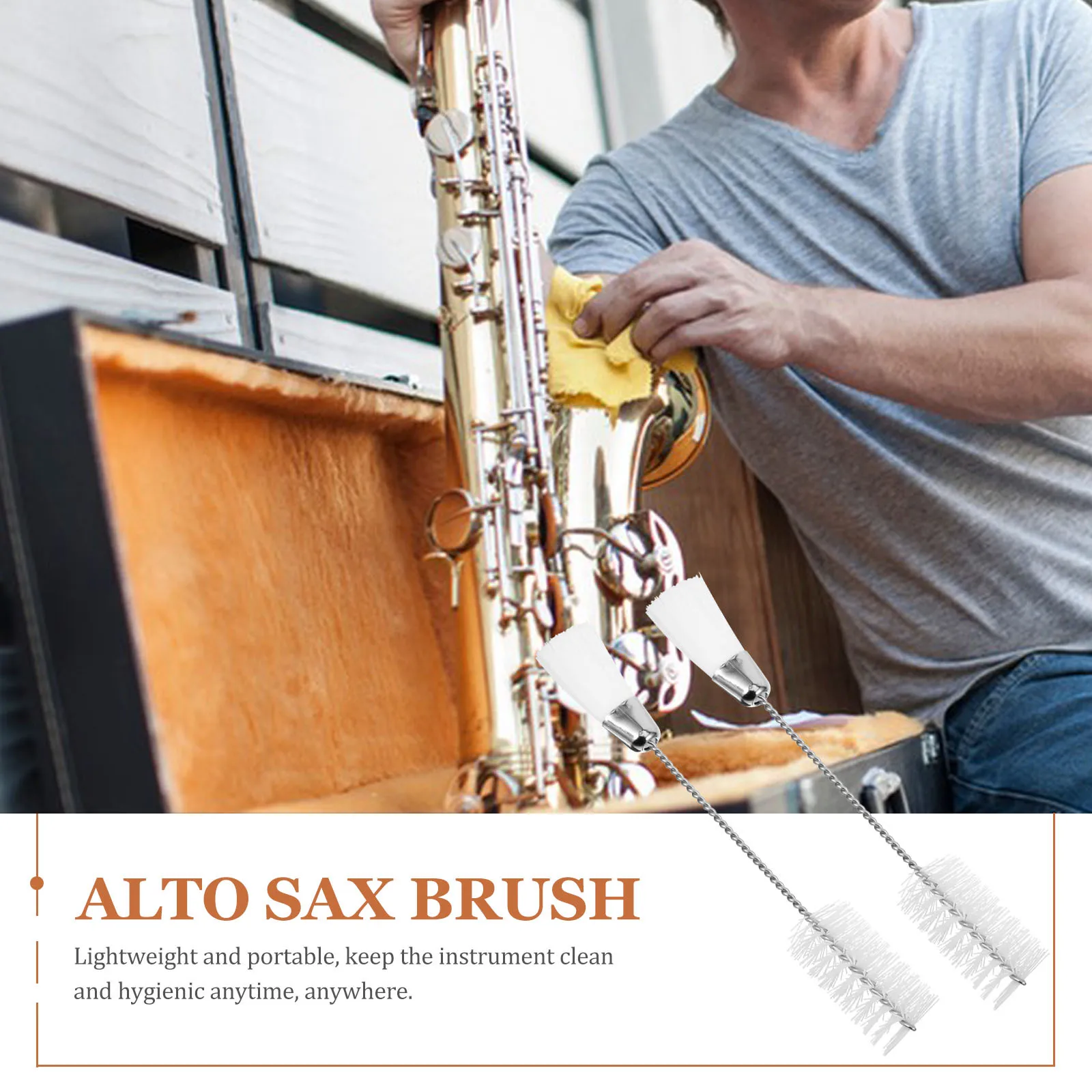 

2Pcs Dual Head Instrument Cleaning Brush Soft Bristles Portable Flute Saxophone Mouthpiece Maintenance Tool Durable