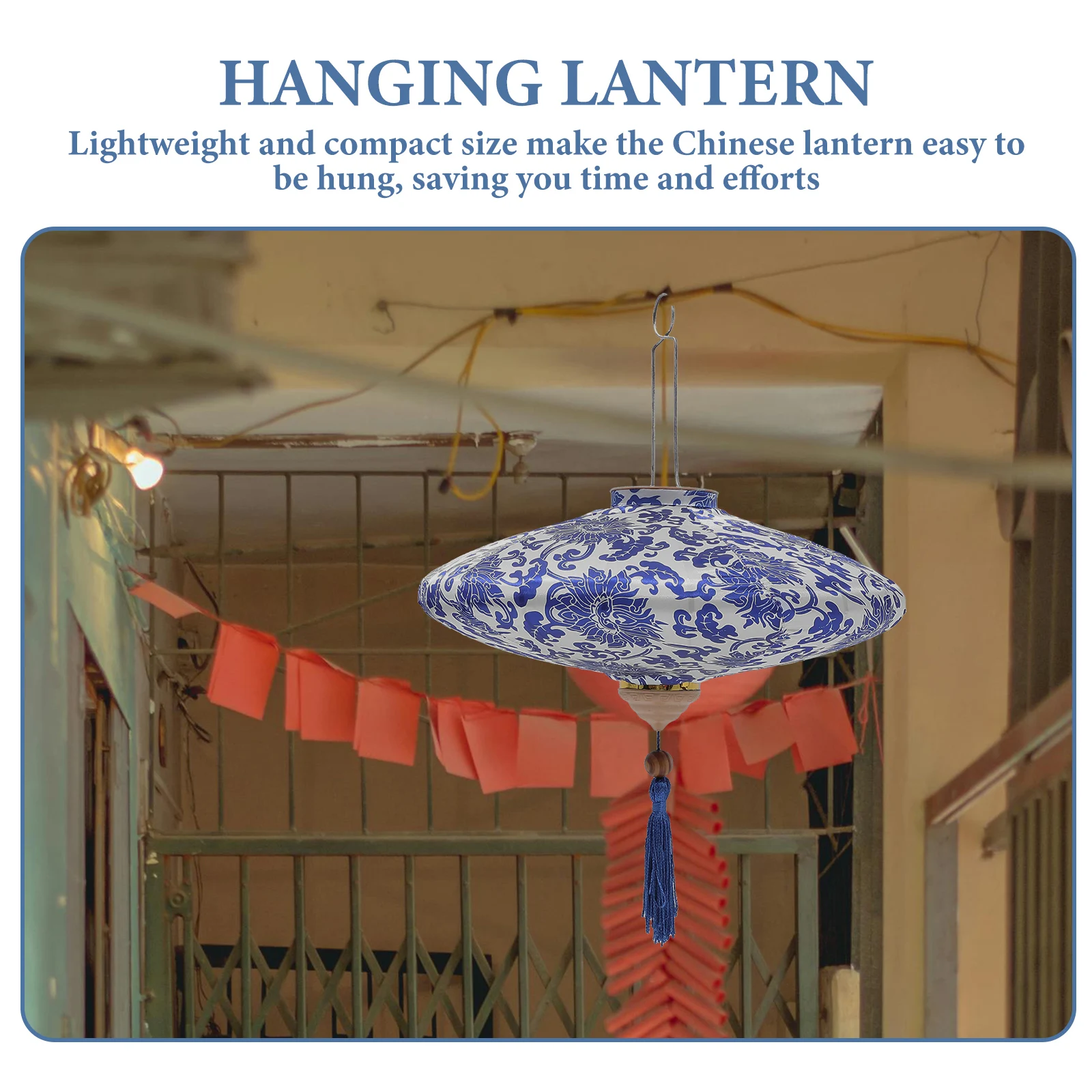 

Blue White Porcelain Lanterns Hanging Decorative Cloth Waterproof Outdoor Indoor Vietnamese Lanterns Chinese Style Light Wind