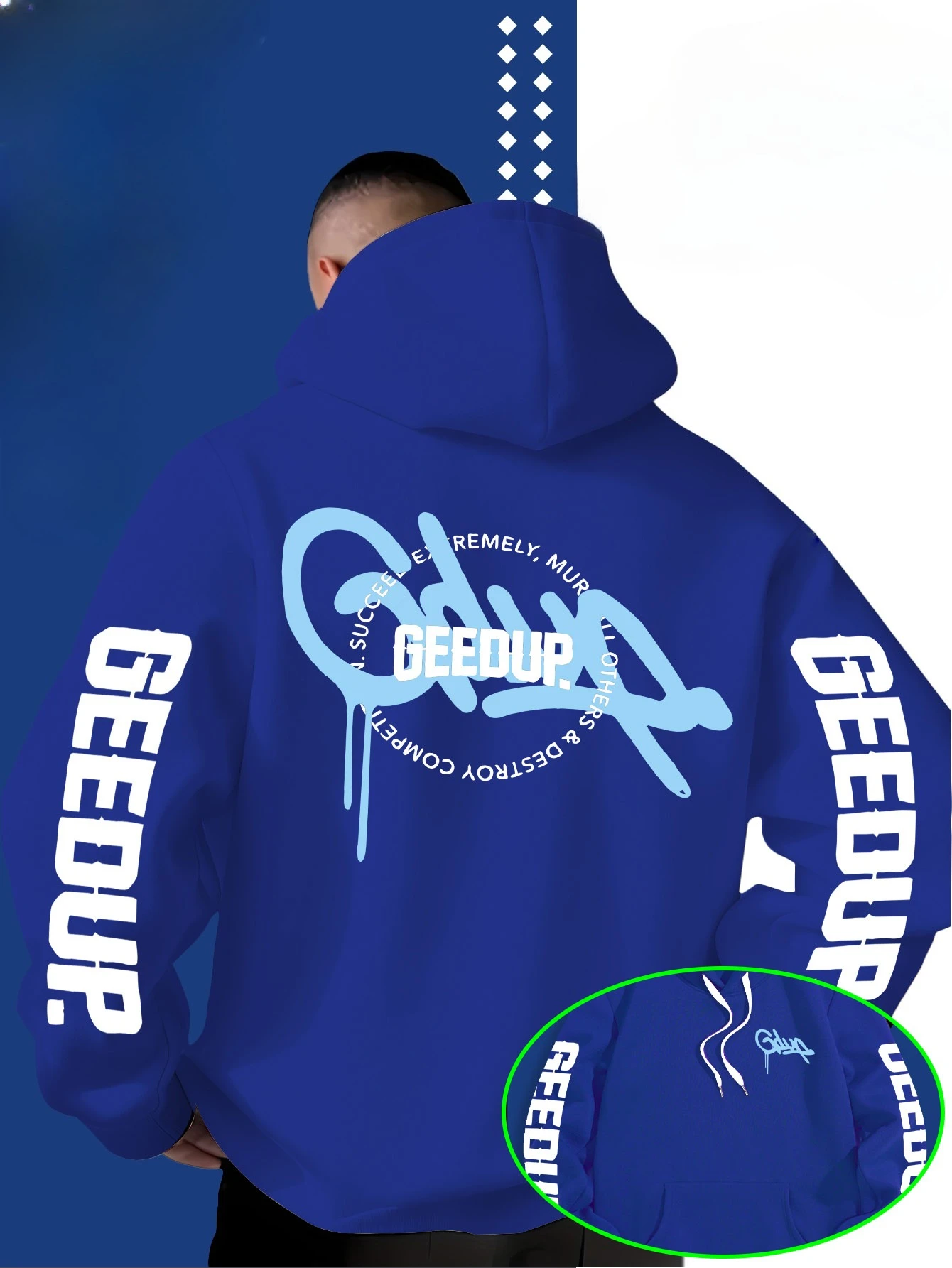 Neuer Herren-Kapuzenpullover mit Graffiti- und Tropfen-Buchstaben-Print für Herbst und Winter, Street-Style, lockerer Pullover-Hoodie – Detail 5