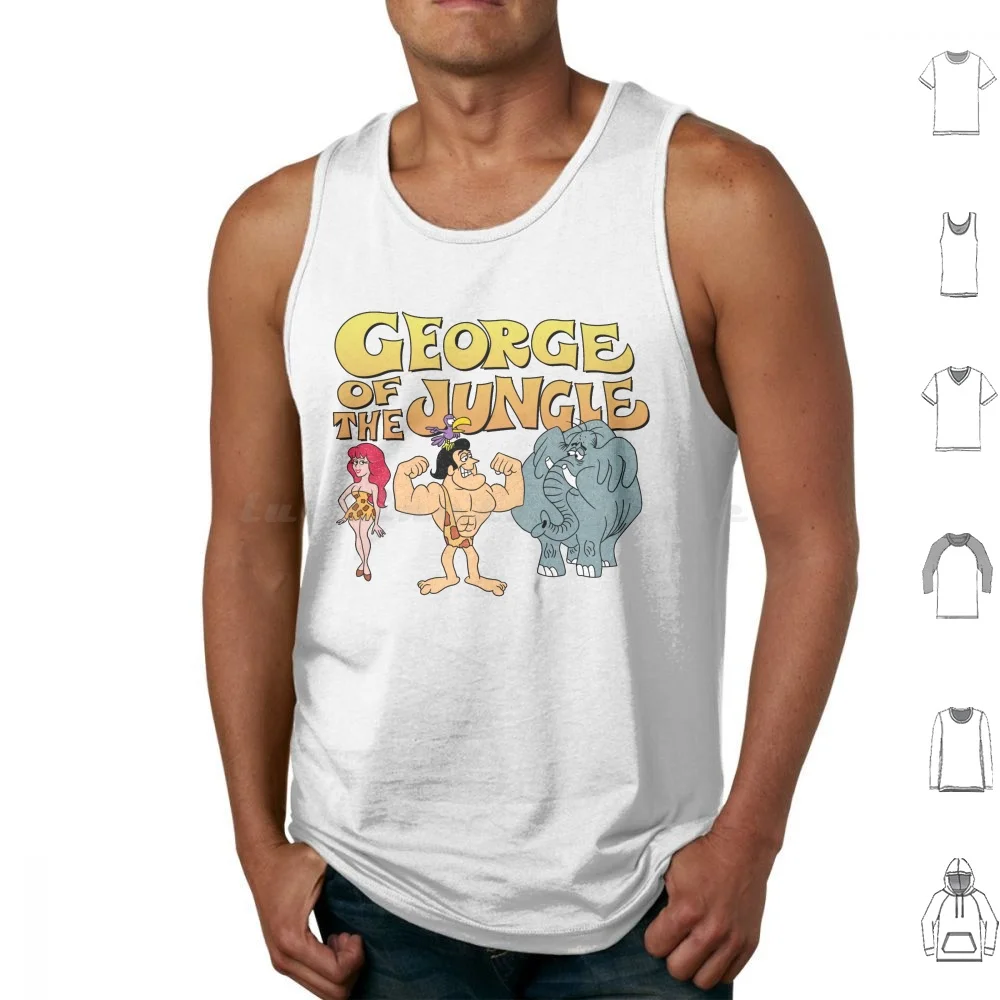 Tribute To Jay Ward George Of The Jungle With George , Ursula , Shep , And The Tooky Tooky Bird Tank Tops Print Cotton