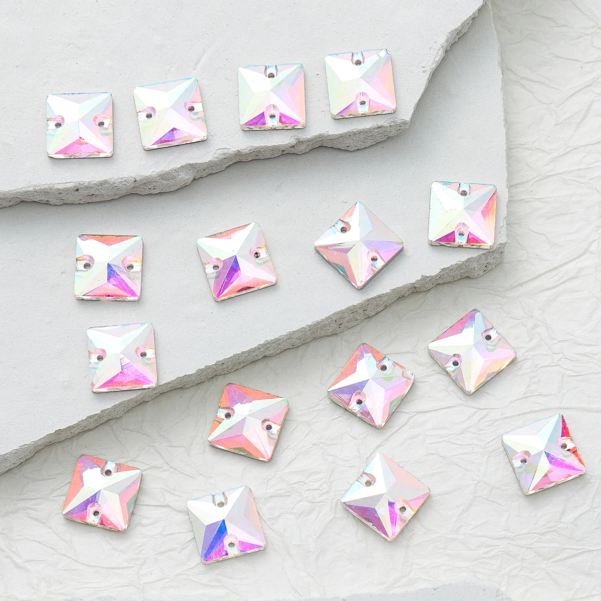 8,10,12,14,16,22mm AB Color Square gems Sew on Rhinestones Glass Crystal Flatback sew-on stone Beads Dress Craft Supplies