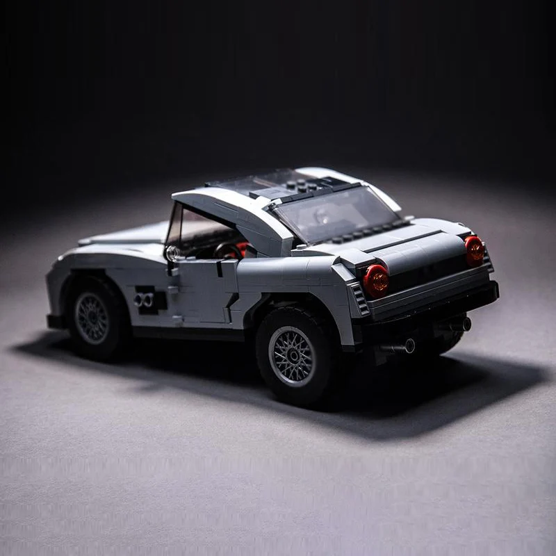 Modèle de voiture de course de vitesse MOC, briques de construction grises, coupé à deux portes, technologie modulaire, cadeaux de vacances pour enfants, jouets à assembler, costume