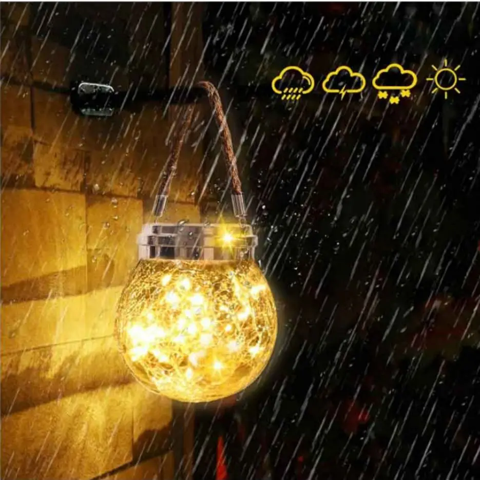 

30 LEDs Solar Night Light Crack Ball Glass Jar Wishing Light Outdoor Garden Tree Christmas Decoration Lamp Without Glass Boat