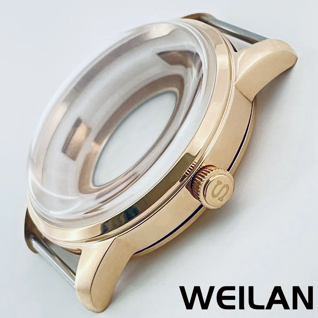 40mm Arch Glass Watch Case Rose gold Stainless Steel Case for NH35 NH36 4R35A 4R36A Movement, Fits 35mm Watch Dial