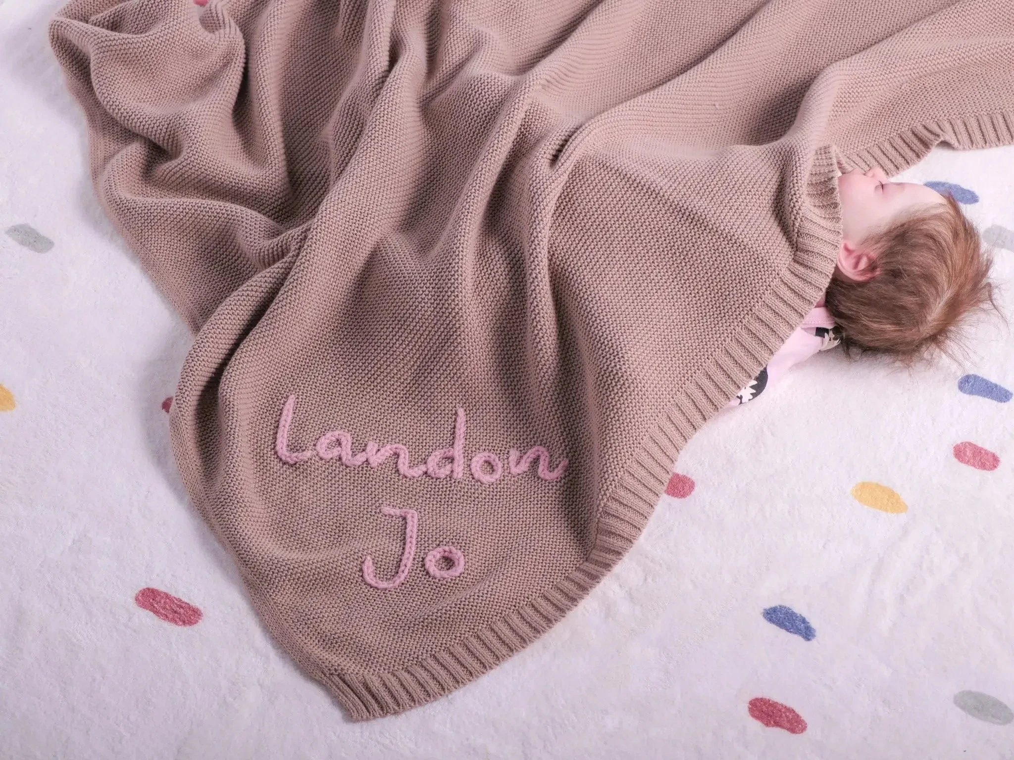 Personalized Baby Blanket, Name Custom Knitted Baby Blanket, Hand Embroidered Name, Embroidered Custom Newborn Gift Package