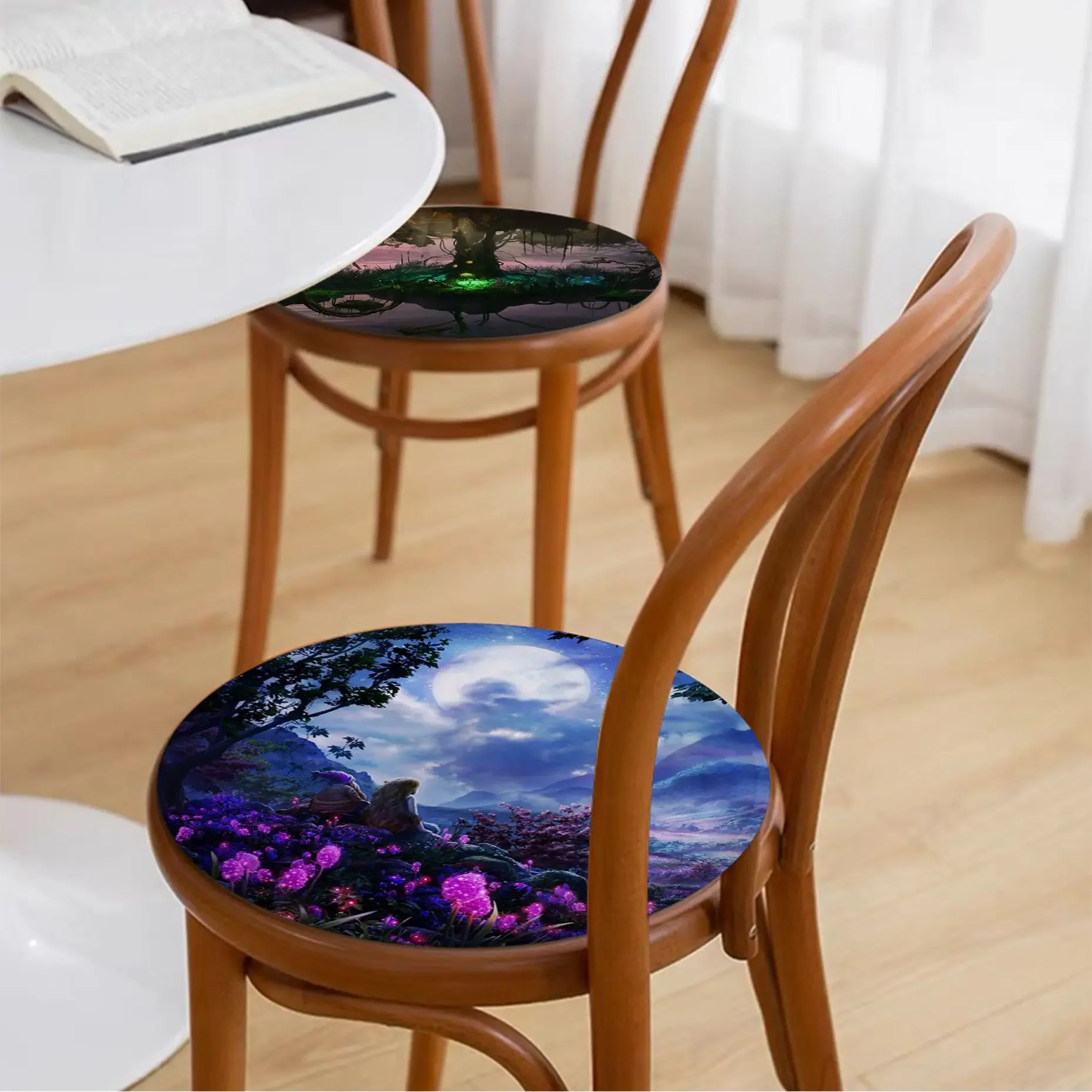 

Mysterious Tree of Life Mushroom Forest Cushion Mat Square Seat Cushion Office Dining Stool Pad Sponge Sofa Mat Non-Slip Seat