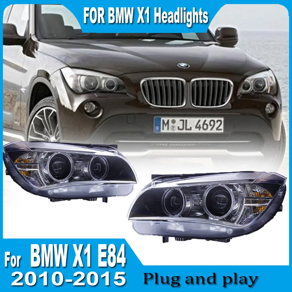 1 Pair Car Headlight For BMW X1 E84 F49 2010 2011 2012 2013 2014 2015 Modified LED DRL Angel Eye Front Lamp Assembly Accessories