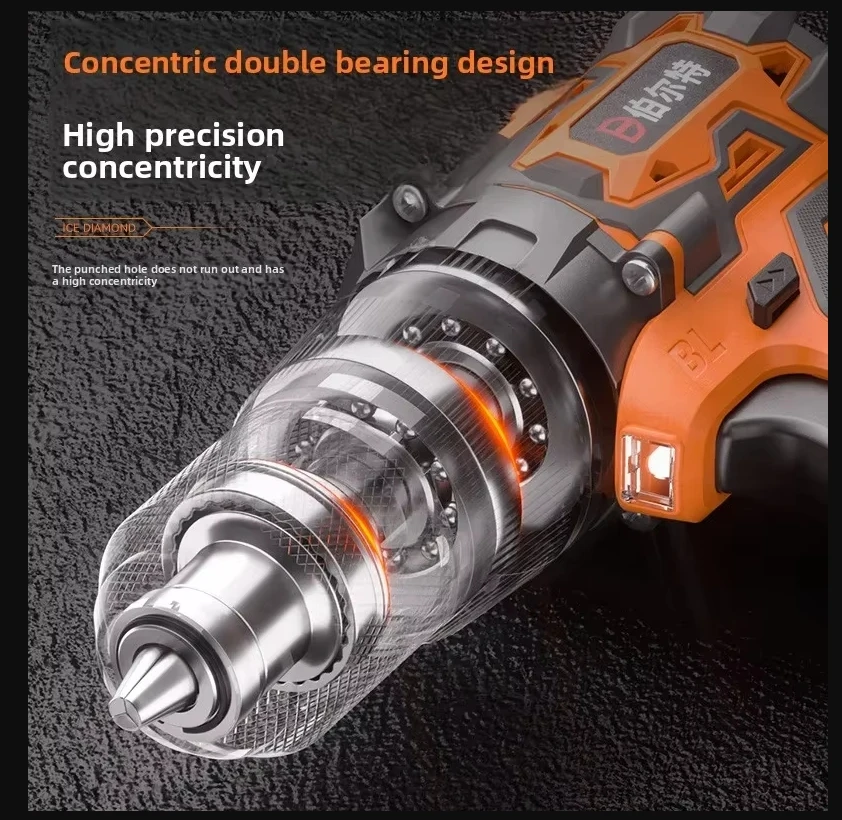 

110V/220V Cordless Brushless Hammer Drill 3 Function Impact Drill Wireless Outdoor Ice Auger Tool CBA