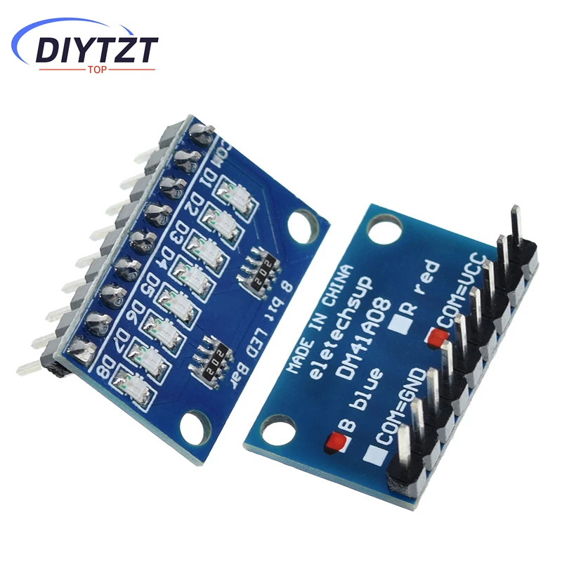 DIYTZT 3.3V 5V 8 bits bleu/rouge Anode commune/ Cathode indicateur LED Module Kit de bricolage pour Arduino NANO UNO R3