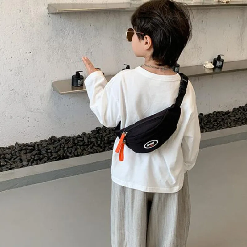 Nueva moda, bolso bonito para el pecho para niños, riñonera cruzada de un hombro, bolso Diagonal de lona, bolso con cremallera para niña y niño, monedero