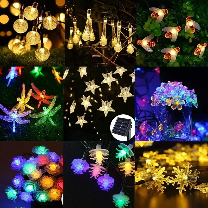 solar power led guirlandas luz lampada flor de pessego luzes de fadas jardim decoracao de natal ao ar livre 18 estilos 512m 01