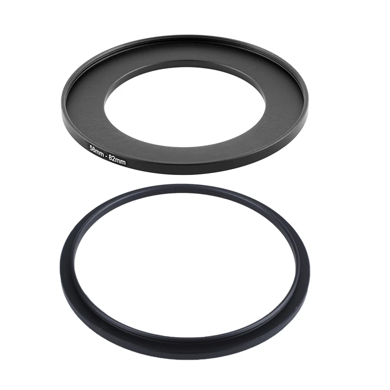 Rise-カメラレンズ用の2個のステップアップフィルターリングアダプター、58mm〜82mm、77mm〜82mm