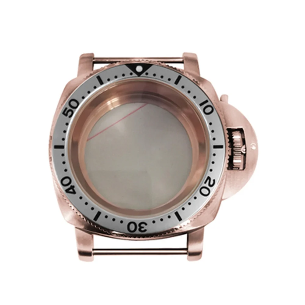 PVD Rose Gold Case 42MM Stainless Steel Watch Case for NH35 NH36 Movement With Rose Gold Inner Shadow Chapter Ring Accessories