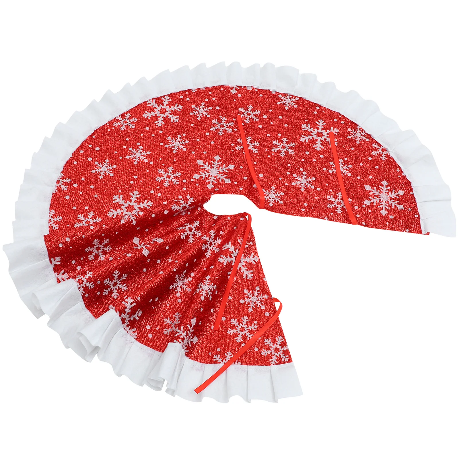 

Christmas Tree Skirt Non woven Fabric Xmas Decorations Farmhouse Style under Tree Collar Scene Snowflake Pattern