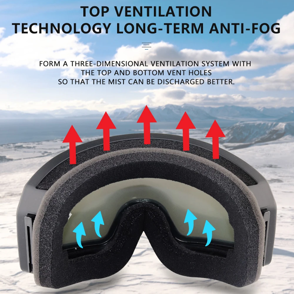 Ski Goggles with Double Layer Men Women Skiing Anti-fog UV400 Snowboard Snow Goggles Snowmobile Sport Ski Glasses Eyewear Case