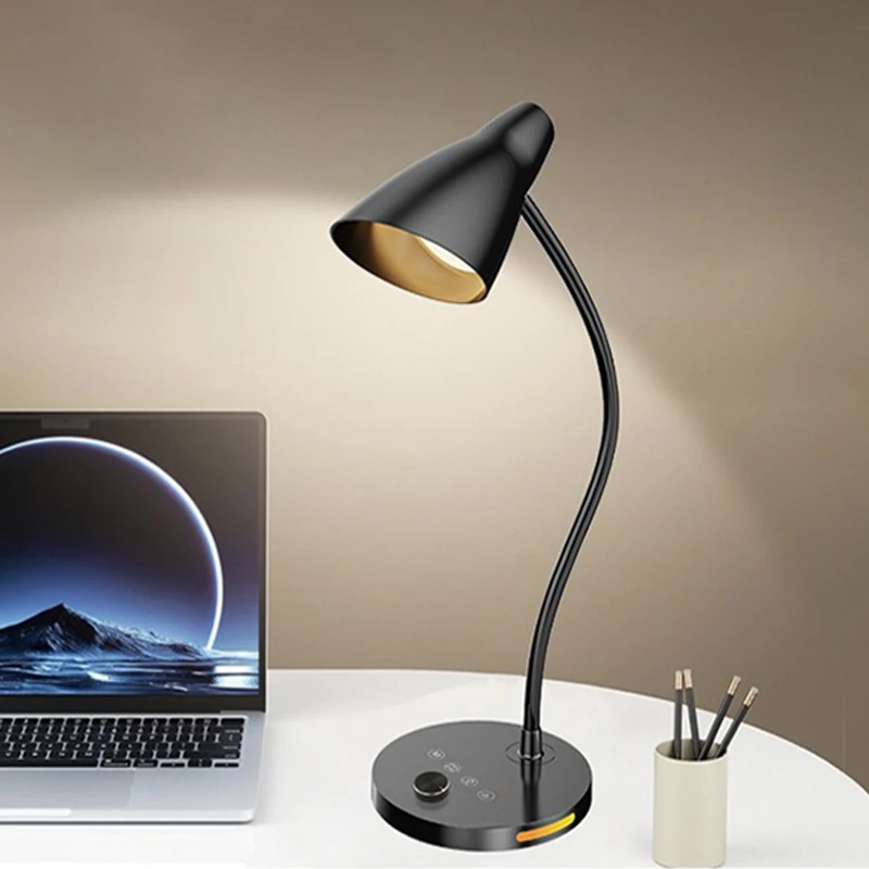LED Desk Lamp Plug-In Knob Switch Five Level Dimming Desktop Reading Lamps Bedroom Dormitory  Clip Type Iron Bedside Desk Light