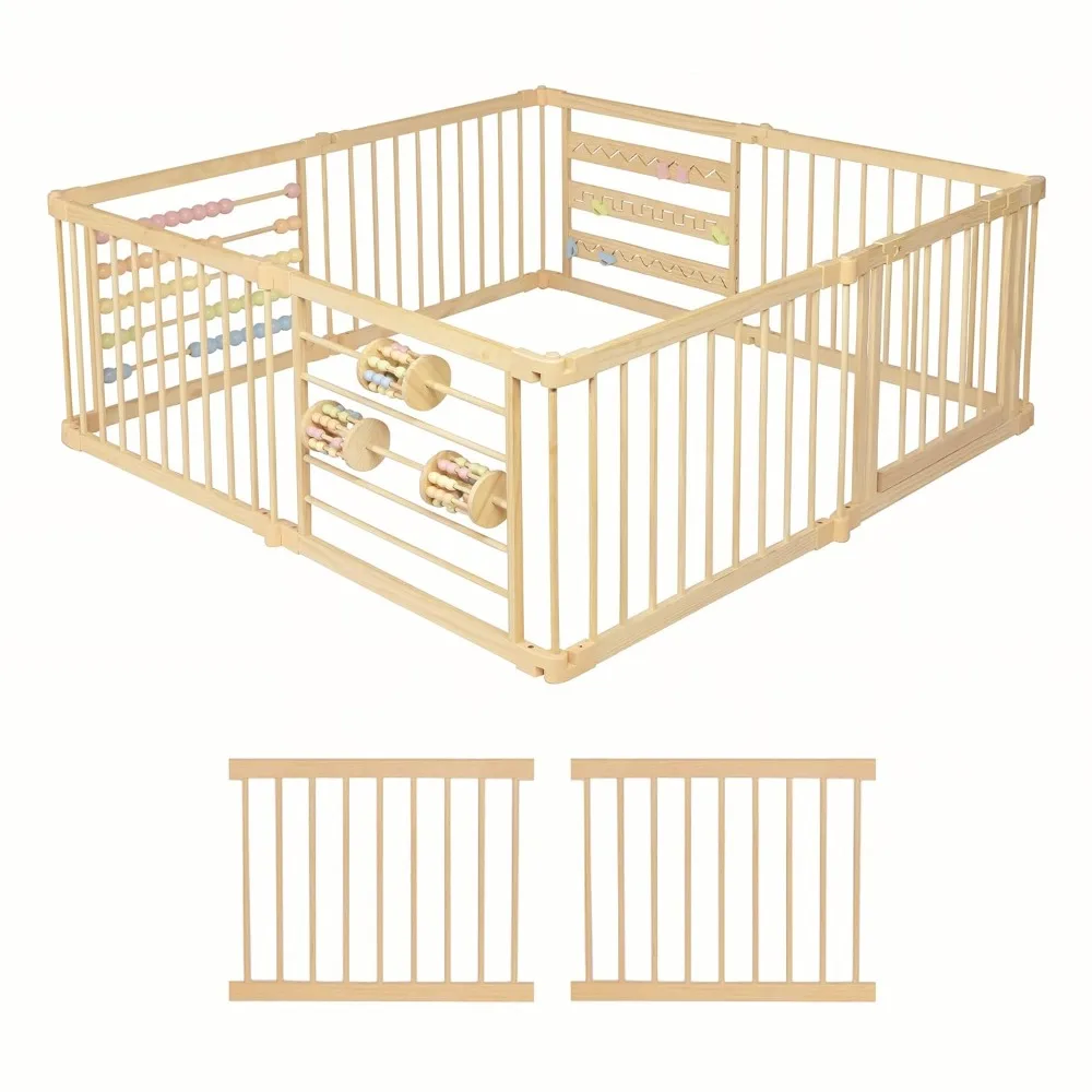 Wooden Playpen Extra Large for Toddlers and Babies - (8/10) Wood Playpen Panels