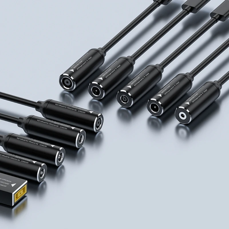 DC2.5x0.7mm/3.5x1.35 مللي متر/4.0x1.7 مللي متر/4.5x0.6 مللي متر/4.8x1.7 مللي متر/5.5x1.0 مللي متر/5.5x2.1 مللي متر/5.5x2.5 مللي متر أنثى إلى نوع-C ذكر محول موصل كابل