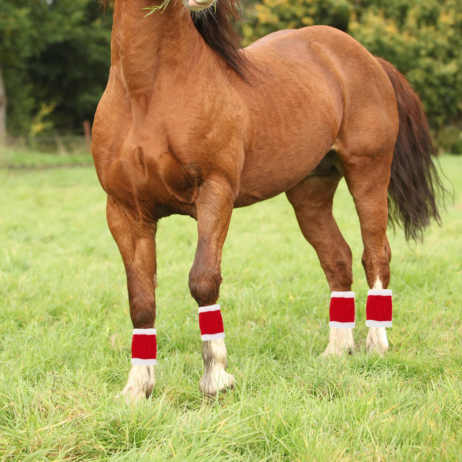 1 مجموعة الديكور مجموعة عيد الميلاد زي الملحقات للكبار الحيوانات الأليفة الحصان عطلة حفلة موكب لوازم الحصان الساق يلتف الدعم #2