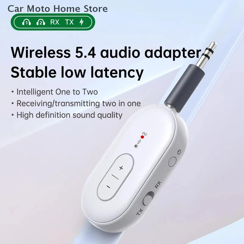 2-in-1 Bluetooth 5.4 Audio Receiver Transmitter Multipoint Wireless Adapter With MIC 3.5MM AUX For Airplane TV PC Car Speakers