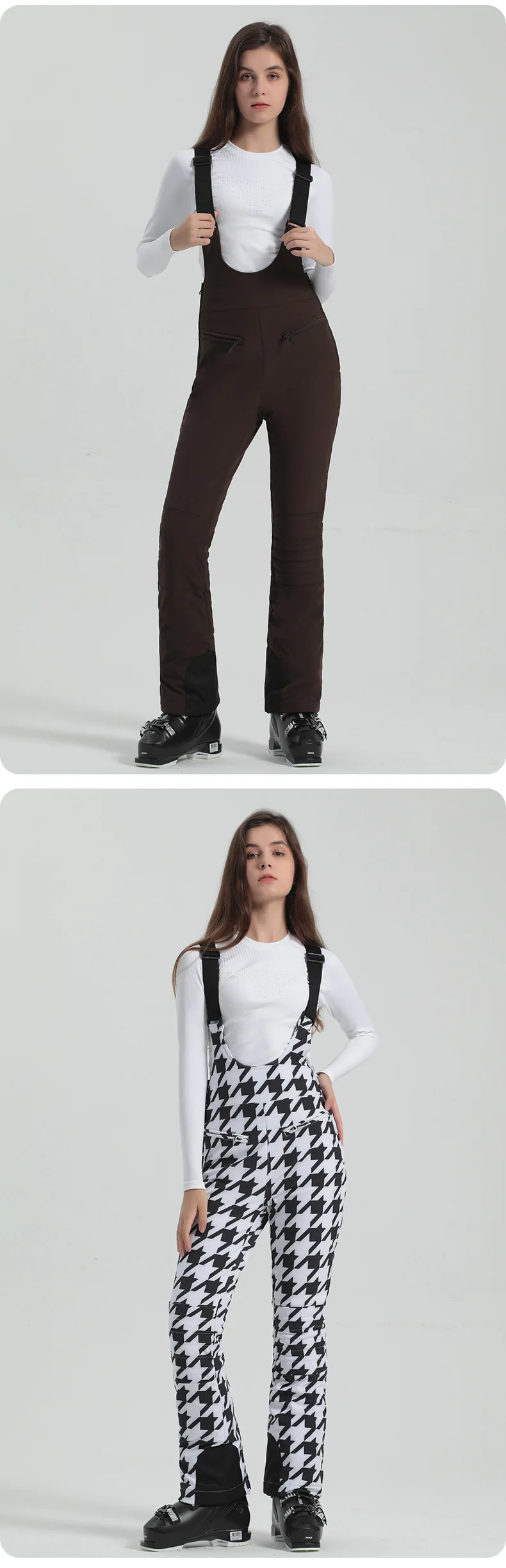 2024 Gsou Schnee Winter Skihose Frauen Snowboard Riemen Hose hohe Taille elastisch wind dicht wasserdicht verdicken Thermal für den Außenbereich – Detail 17