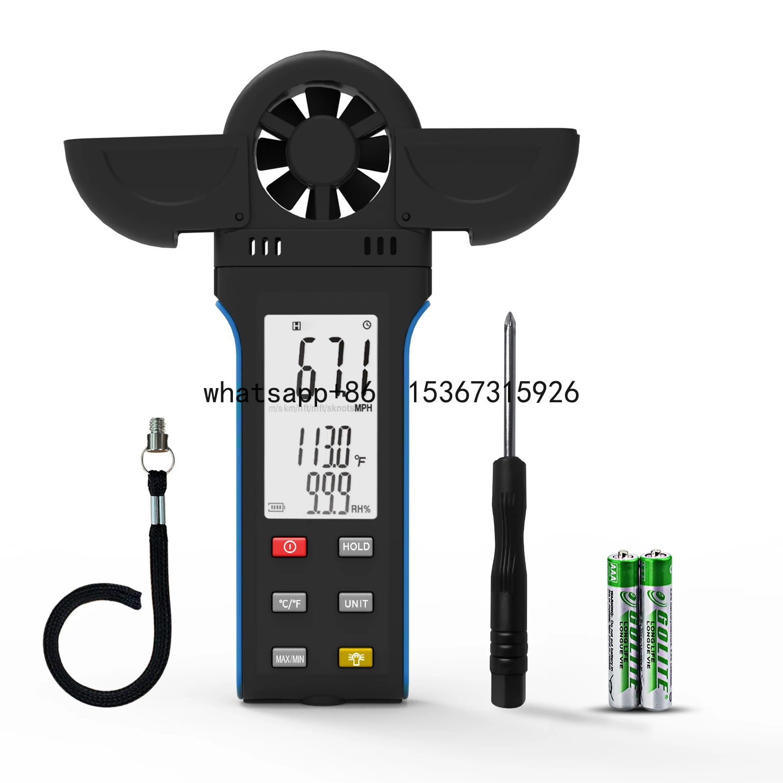 q-5000K q Anemometer Handheld Wind Meter with Rotatable Detector and LCD Display Including Vane Cover