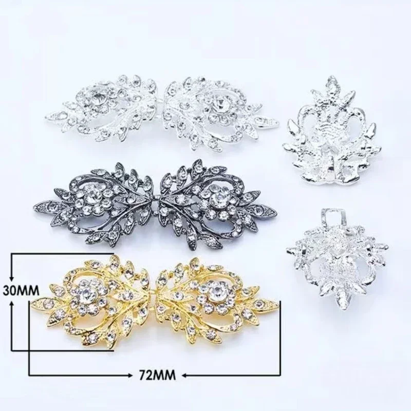 1 Pair Rhinestone Buttons Brooch Pin Bridal Wedding Party Dress Clothing Accessories Jewelry Buckle