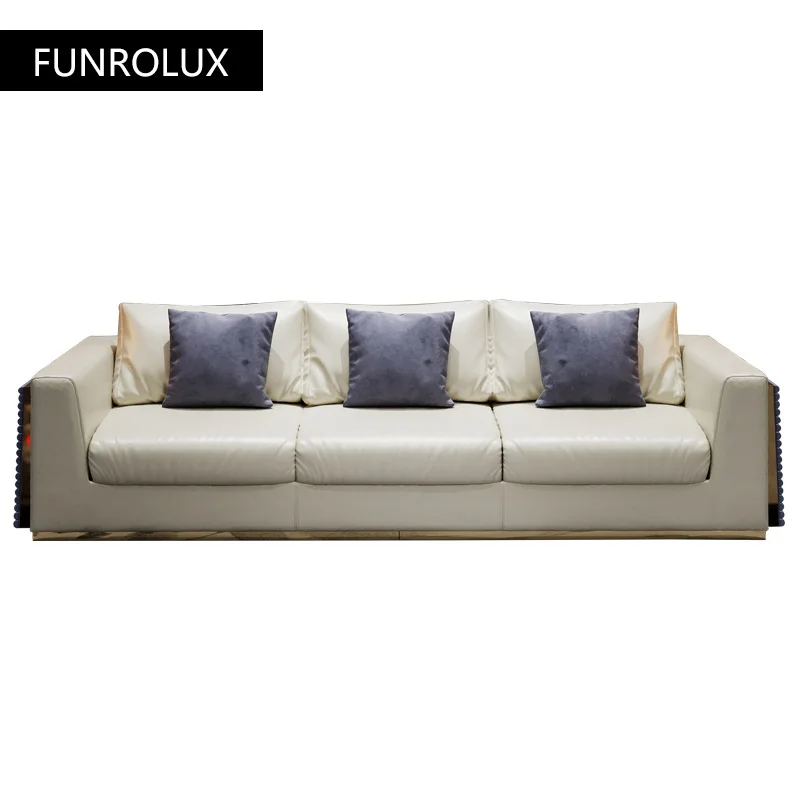

Modern Leather sofa first layer cowhide living room complete combination modern small apartment1+2+3Leather furniture