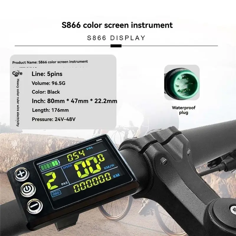 NEW HOT In Stock-Three Mode Ebike Controller 24V/36V/48V With S866 LCD Color Display Waterproof Connector 1000W Motor Conversion