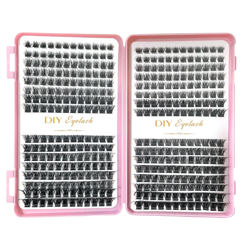 384本入りまつげエクステセット、つけまつげセグメント化ナチュラルまつげセット、シングルクラスター