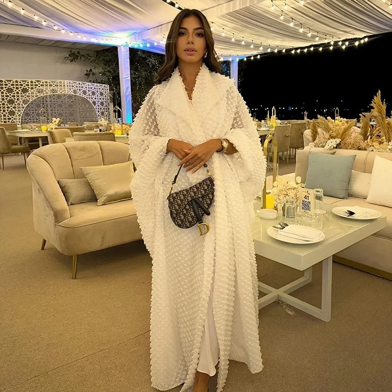 

Muslim Fashion European, American, Middle Eastern Bat Sleeve Robe Abaya Female Dubai Style Soft Coat Hoodie