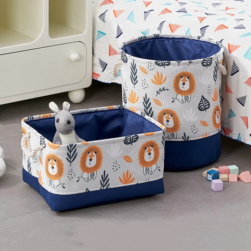 Large Cartoon Lion Laundry Basket Canvas Foldabe Laundry Hamper Kids Storage Bins for Toys,Clothes Baby Nursery Room Organizer