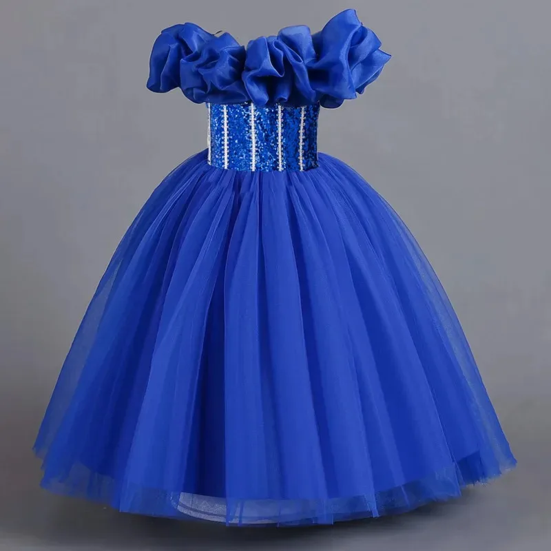 

COSda@Elegant 3D Flower Bridesmaid Party Girls Dress Princess Evening Prom Gown Summer Wedding Birthday Princess Dresses Kids Cl